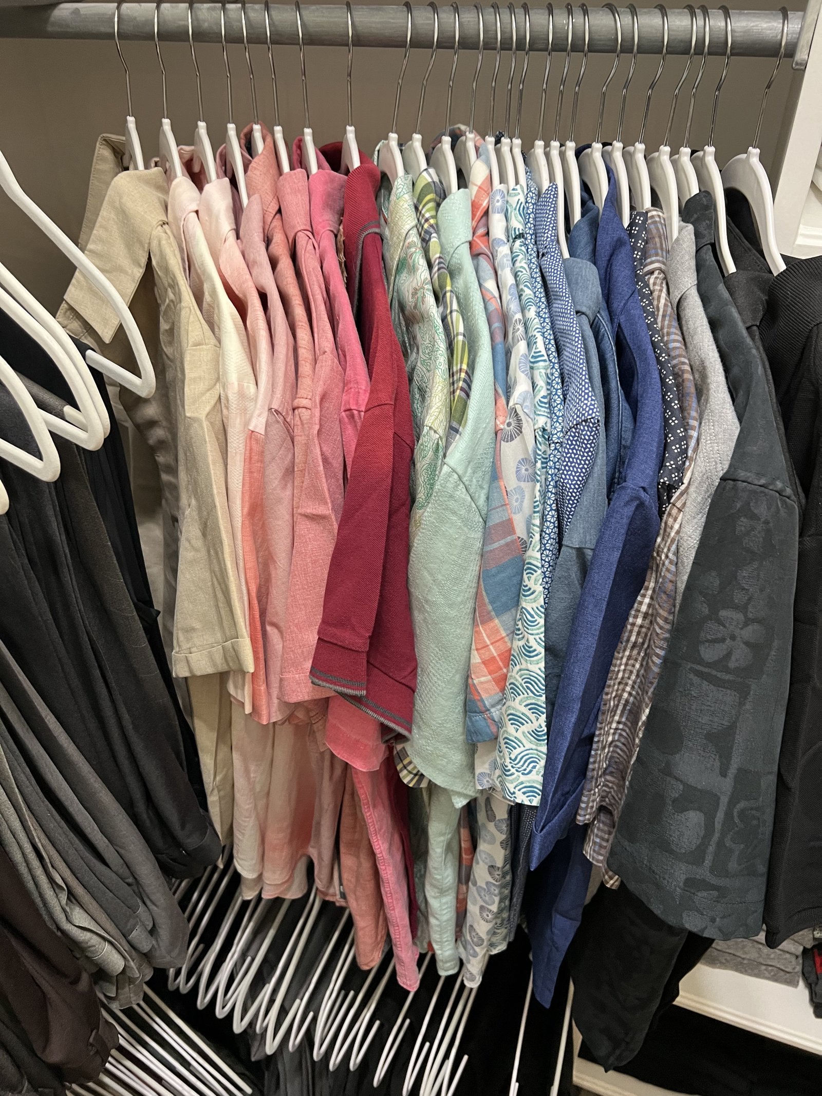 Resort wear organized and ready in the guest room closet